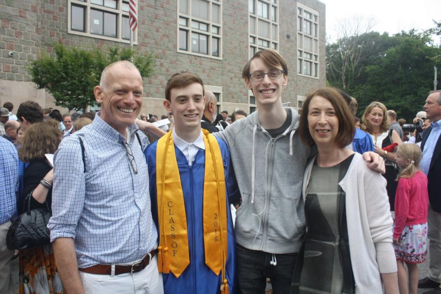 At this years PMHS graduation, Brain McColl (left), sons Eli and Jack and wife Randi.  