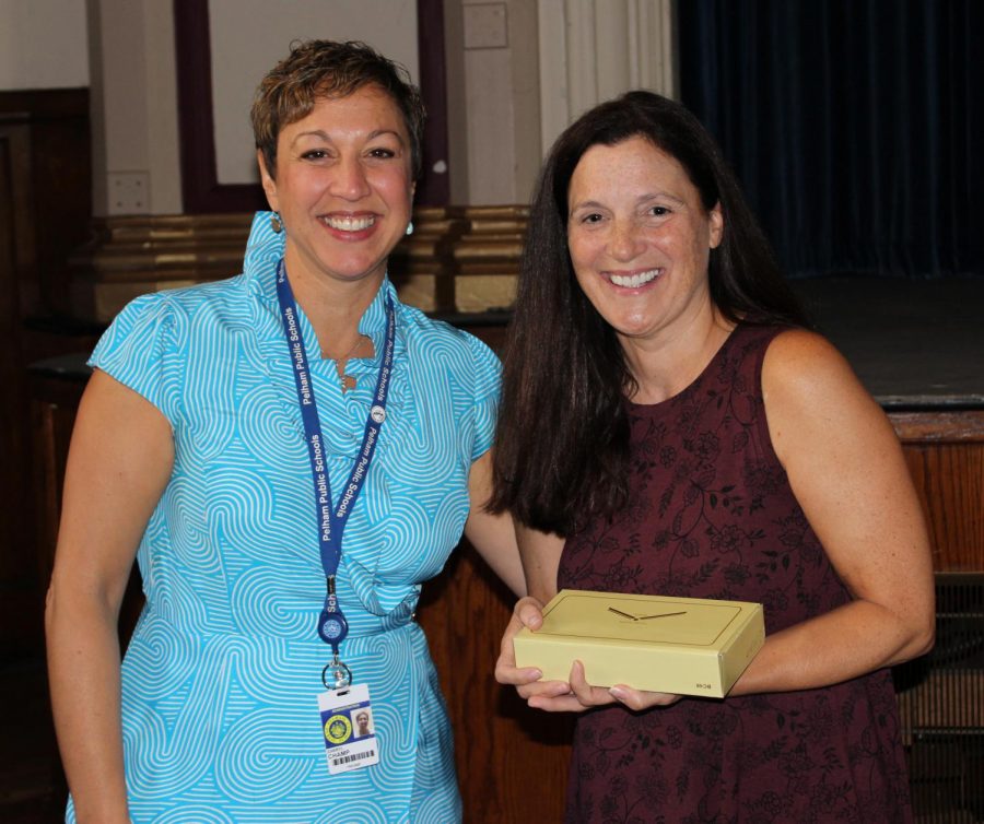 Prospect Hill teacher Linda OMeara with Superintendent of Schools Dr. Cheryl Champ
