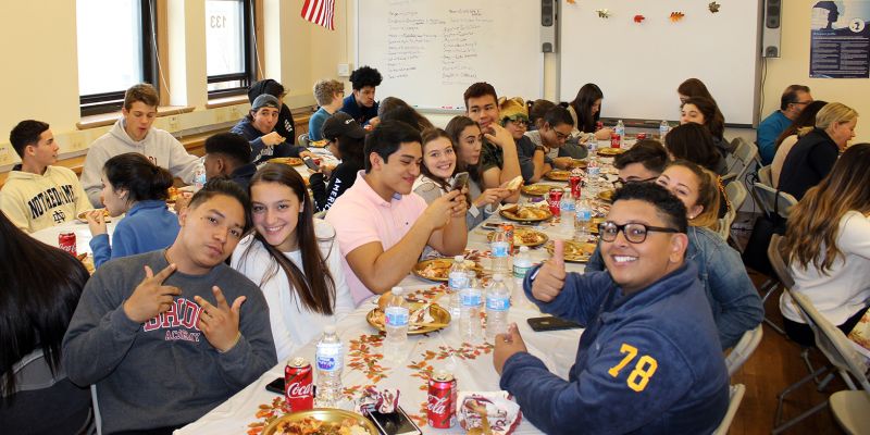 PMHS Bridge Academy students hold Thanksgiving lunch with teachers, administrators, school trustees
