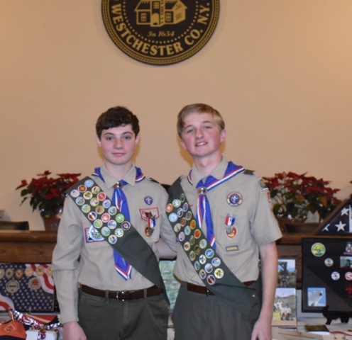 Andrew Spana and Patrick PJ Shiels achieve Eagle Scout at Troop 1 Pelham