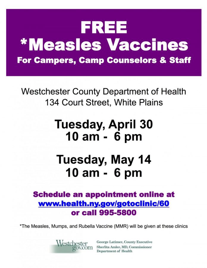 Westchester County Health Department to offer more free measles vaccines