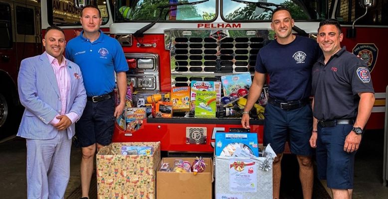 Pelham firefighters, KofC kick off Christmas in July toy drive