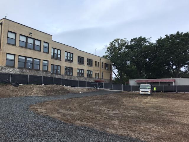 Site preparation at the end of August at Hutchinson School.