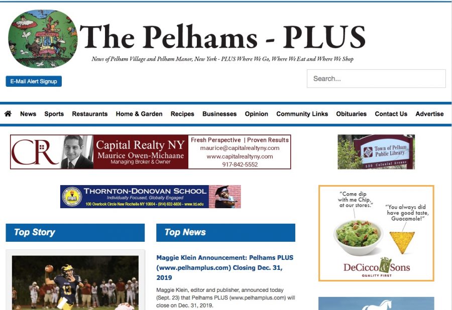 Pelham PLUS, successor to Pelham Weekly, to cease publication Dec. 31, says publisher