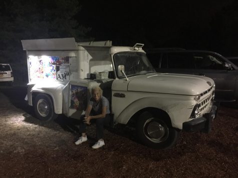 Nancy Romm and her truck at Glover Field in fall 2018.