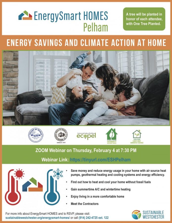 Town and Village of Pelham sponsor Thursday webinar on making homes energy efficient and climate friendly