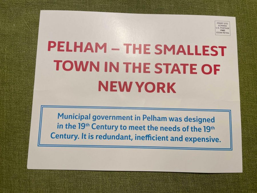 One side of the flyer sent by former Pelham Town Supervisor Michael Treanor.