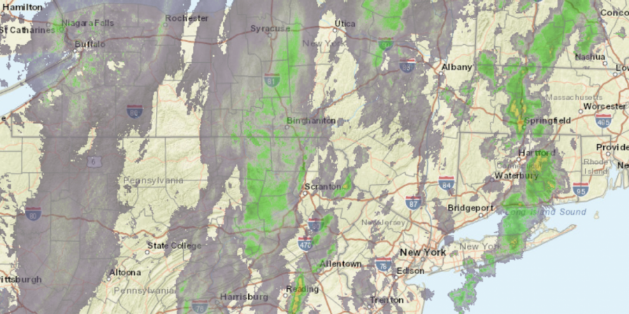 Regional radar image as of 12:15 p.m.