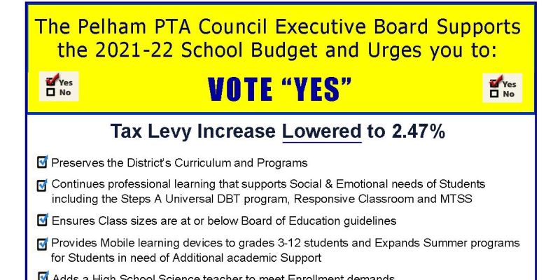 PTA Council executive board calls on voters to approve school budget May 18