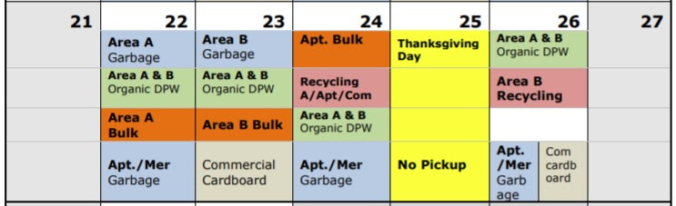 Holiday alert: Village of Pelham trash pick-up schedule for Thanksgiving week