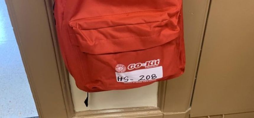 Snapshot: District buys emergency Go-Kits for classrooms with first aid kits and door jams