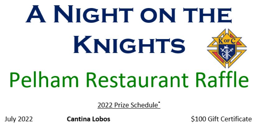 Knights of Columbus running raffle to benefit charity work, boost Pelham restaurants