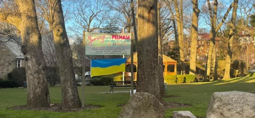 Pelham Town Board denounces Russian war in Ukraine, flies countrys flag in Gazebo park