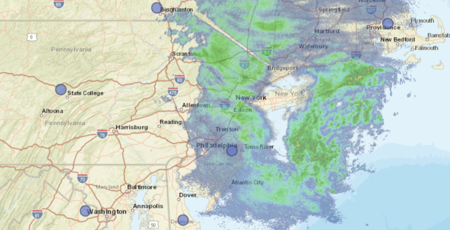 National Weather Service radar image as of 2:55 p.m. on Thursday.