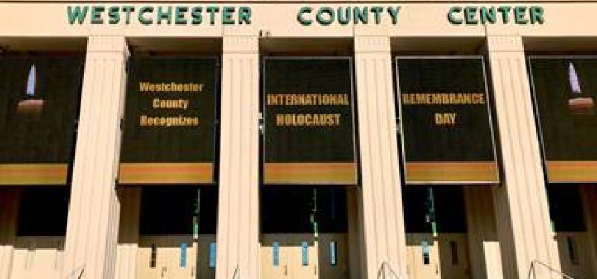 Westchester County Center burns digital yellow candles for International Holocaust Remembrance Day