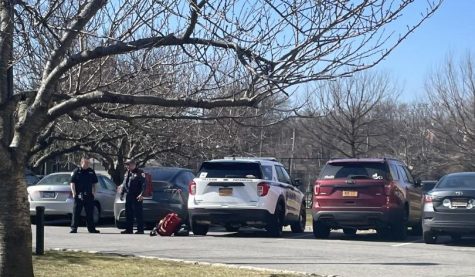 EMS car outside of Pelham Memorial High School Wednesday.