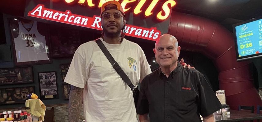 Snapshot: NBA superstar Carmelo Anthony stops in at Rockwells