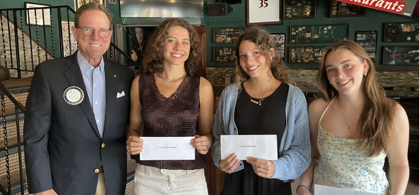 From left, Rotary President Kevin Falvey, Rotary Scholarship winners Charlotte Howard (2020), Caroline Spana (2021) and Grace Condon (2022).