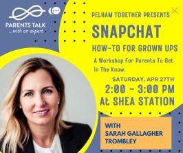 How to Snapchat for grown ups: Pelham Together parents talk with Sarah Gallagher Trombley at Shea Station
