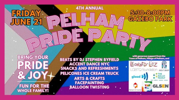 Pelham Pride Party: Starts Friday at 5:30 p.m. in Gazebo Park