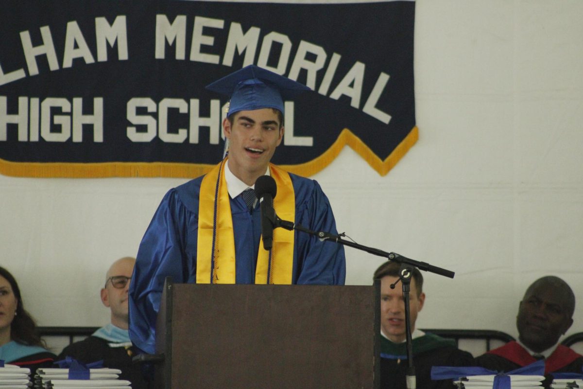 Isaac Lief was one of four seniors selected to give a speech.
