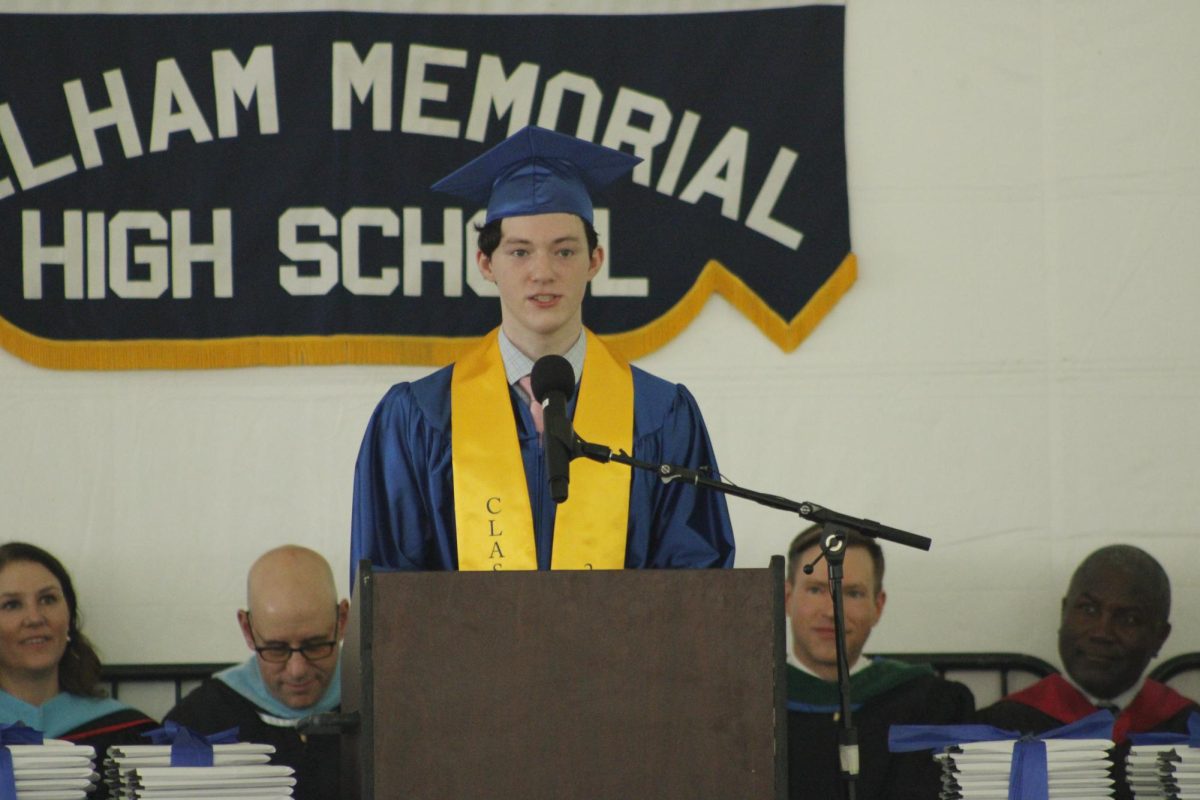 Andrew Scott was one of three seniors selected to give a speech at the Pelham Memorial High School graduation.