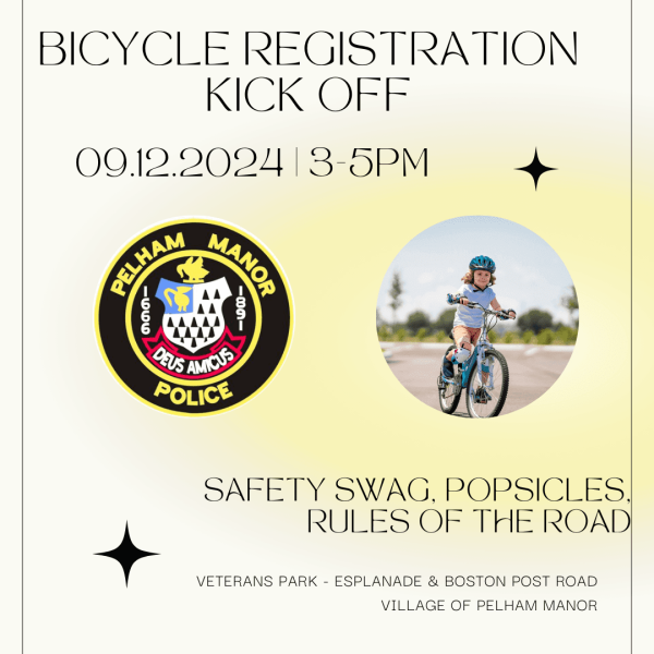 Pelham Manor police bring back bicycle registration with Thursday event