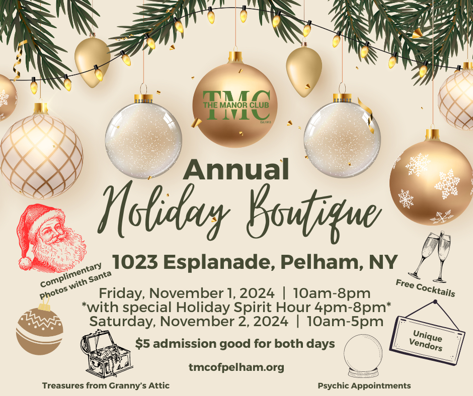 Manor Club annual holiday boutique: Nov. 1-2 with Friday cocktail hour and free photos with Santa