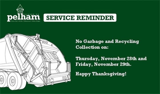 Holiday Alert: Village of Pelham trash pick-up schedule for week of Thanksgiving