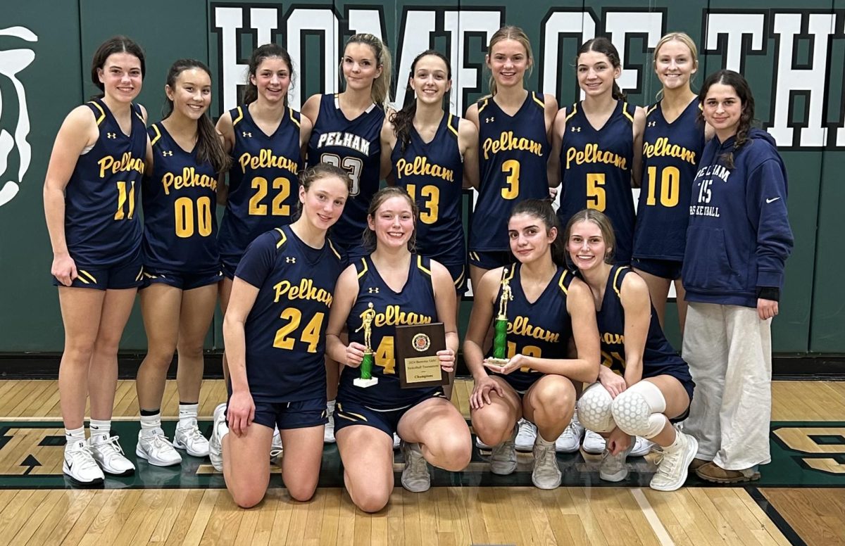 PMHS girls varsity basketball team after their win against Blind Brook in the finals of the Brewster Tournament.