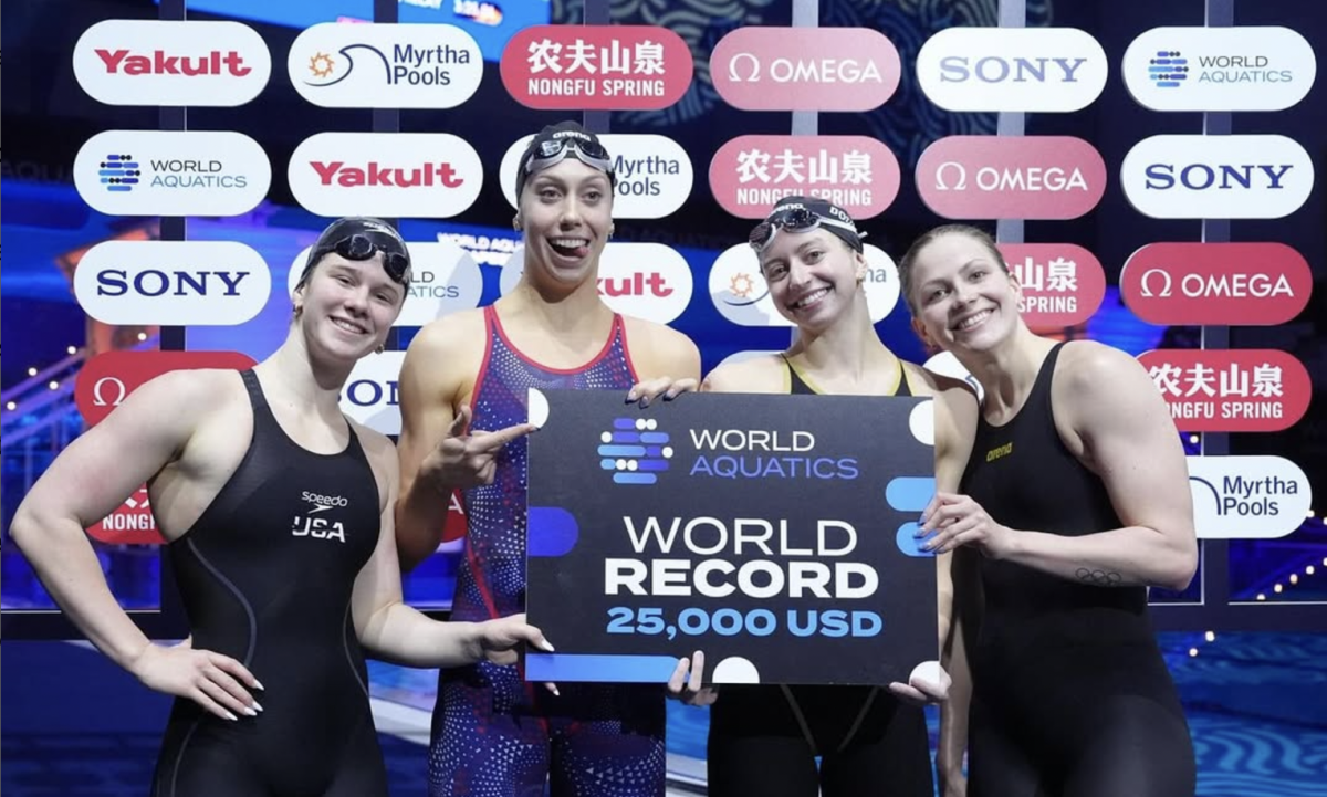 Kate Douglass sets two world records for Team USA in women's 200m IM, 4x100m freestyle relay