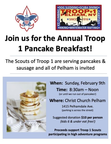 Pelham Troop 1 invites you to annual pancake breakfast on Sunday