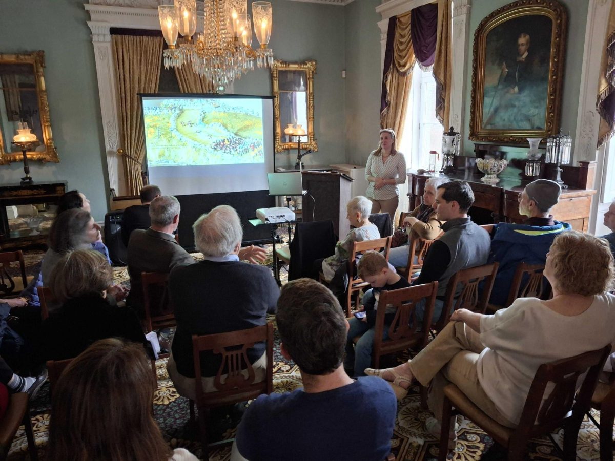 Lycia Kougemitros gives her presentation at the Bartow-Pell Mansion and Museum.