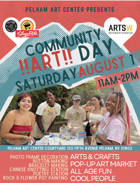 Pelham Art Center invites families to Community Art Day on August 1, featuring arts and crafts stations and a pop-up mini market