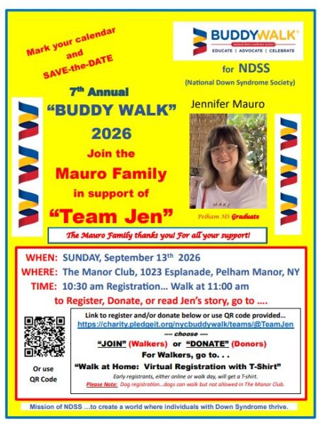 Annual Buddy Walk for 'Team Jen' to support National Down Syndrome Society scheduled for September 13