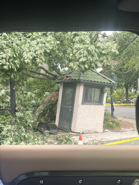 Wild weather wreaks havoc in Pelham over July 4th weekend; historic police booth at Four Corners damaged